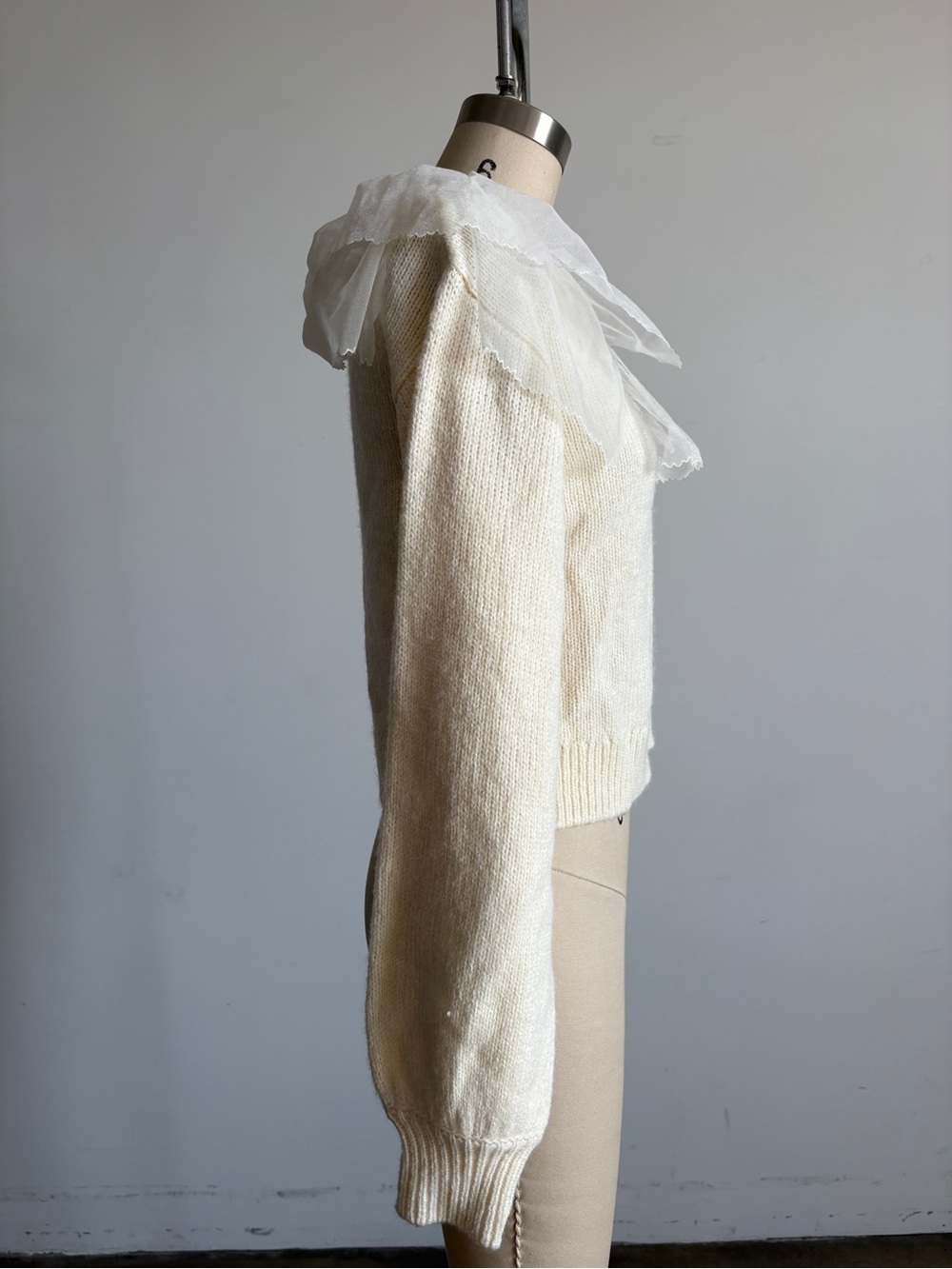 $229 New For Love And Lemons “Aster” V-Neck Cardigan in Cream Sz Small - Picture 7 of 13